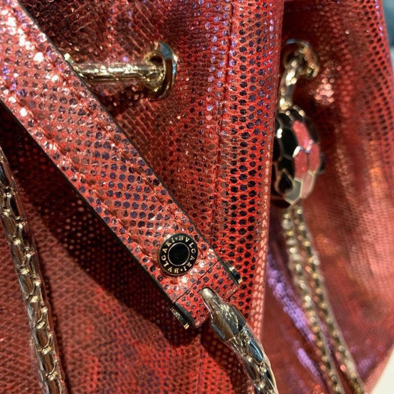 Bvlgari Serpenti Forever Bucket Bolsa 18cm en la piel Karung 289281 Rojo-7