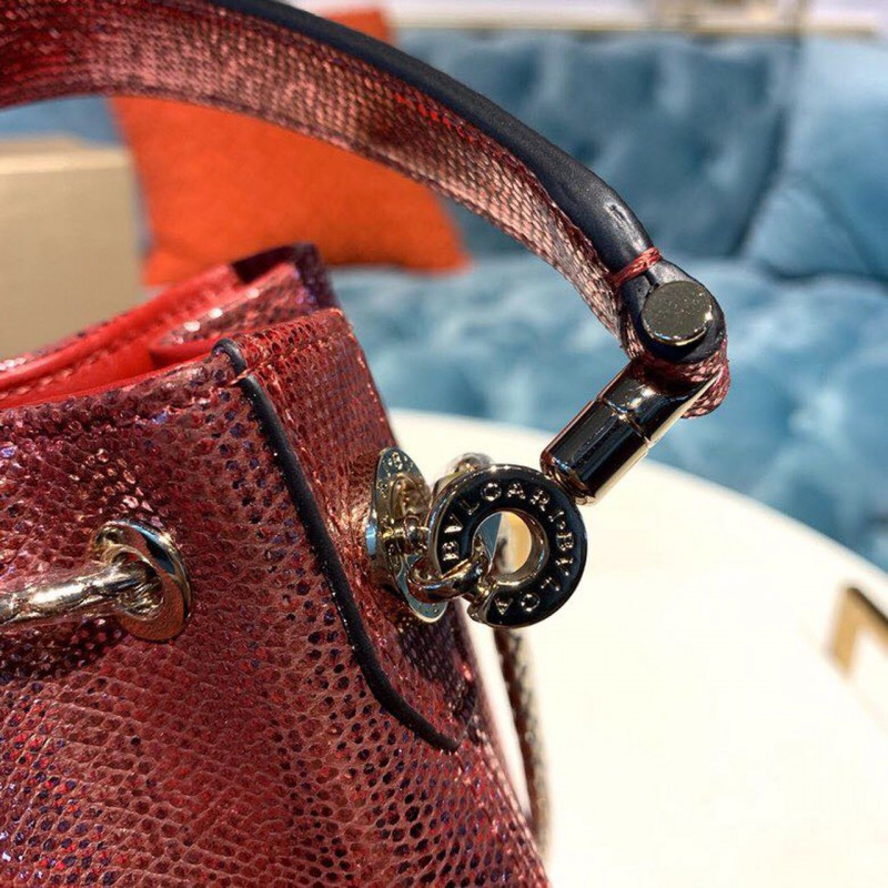 Bvlgari Serpenti Forever Bucket Bolsa 18cm en la piel Karung 289281 Rojo-10