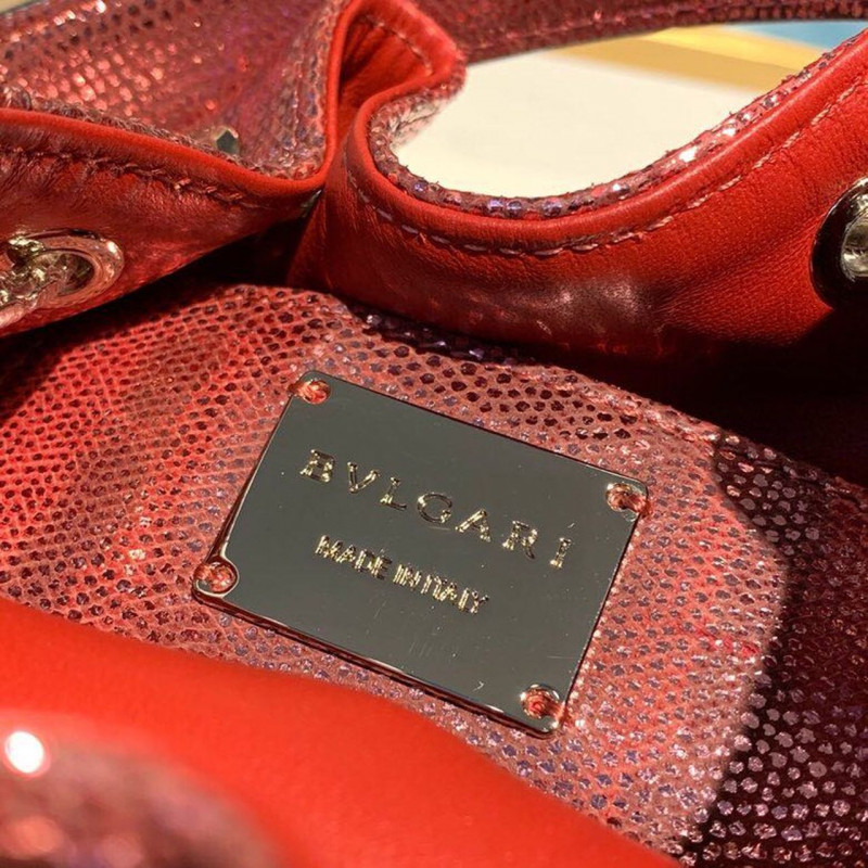 Bvlgari Serpenti Forever Bucket Bolsa 18cm en la piel Karung 289281 Rojo-12