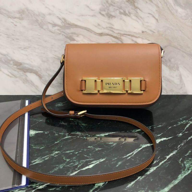 Bolso de hombro de cuero de pantorrilla prada 1BD244-2