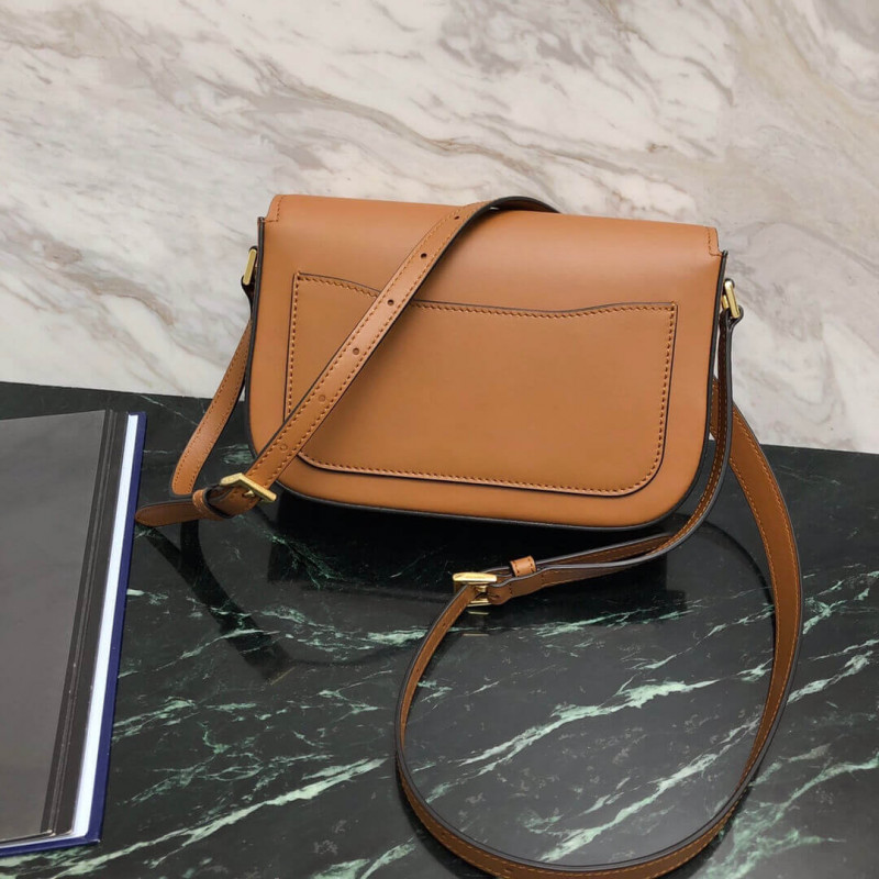 Bolso de hombro de cuero de pantorrilla prada 1BD244-3