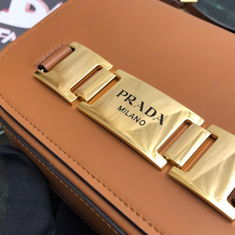 Bolso de hombro de cuero de pantorrilla prada 1BD244-6