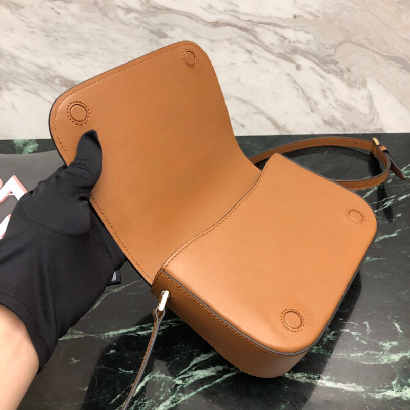 Bolso de hombro de cuero de pantorrilla prada 1BD244-8