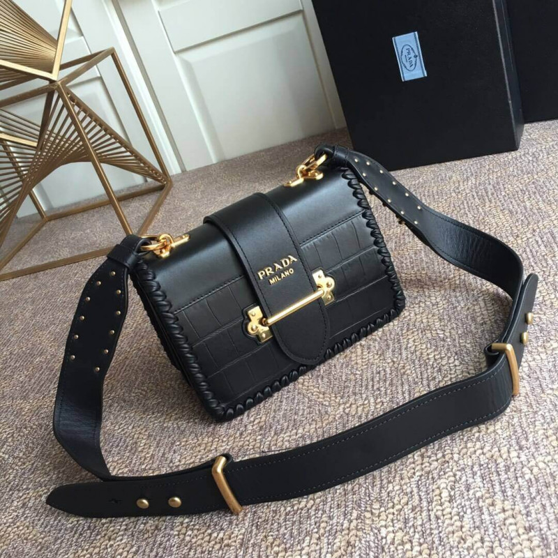 Prada Crocodile y Becerro de cuero Cahier 1BD045-1