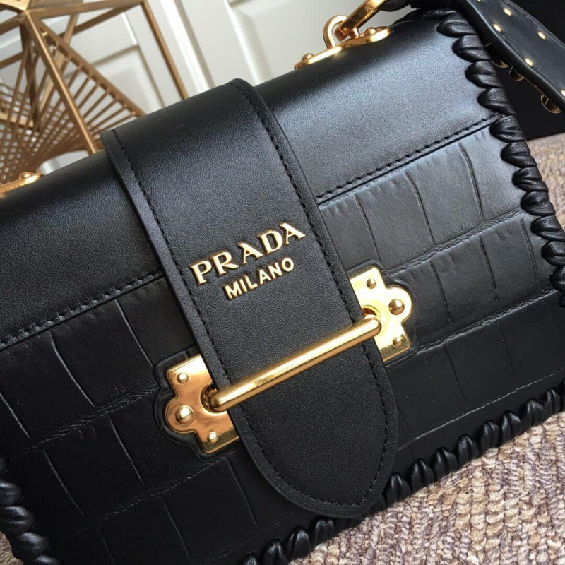 Prada Crocodile y Becerro de cuero Cahier 1BD045-2