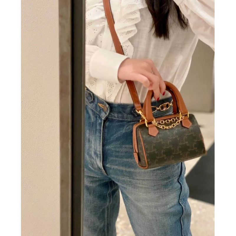 Celine Mini Boston Bolsa en Triomphe Canvas 195112-1