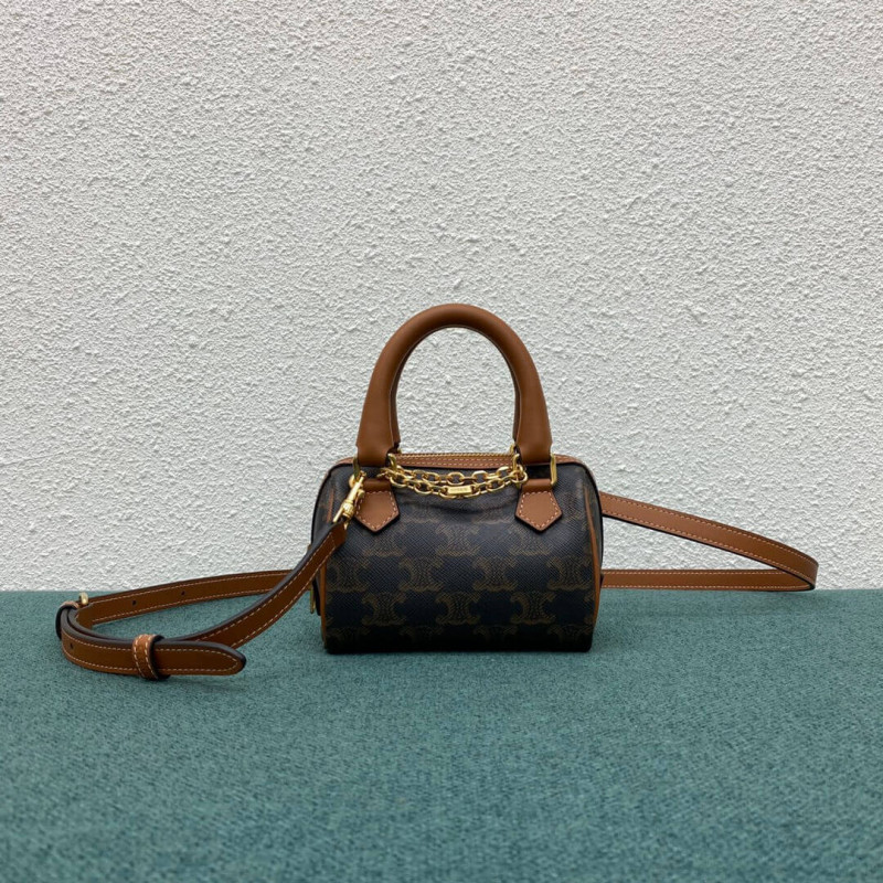 Celine Mini Boston Bolsa en Triomphe Canvas 195112-3