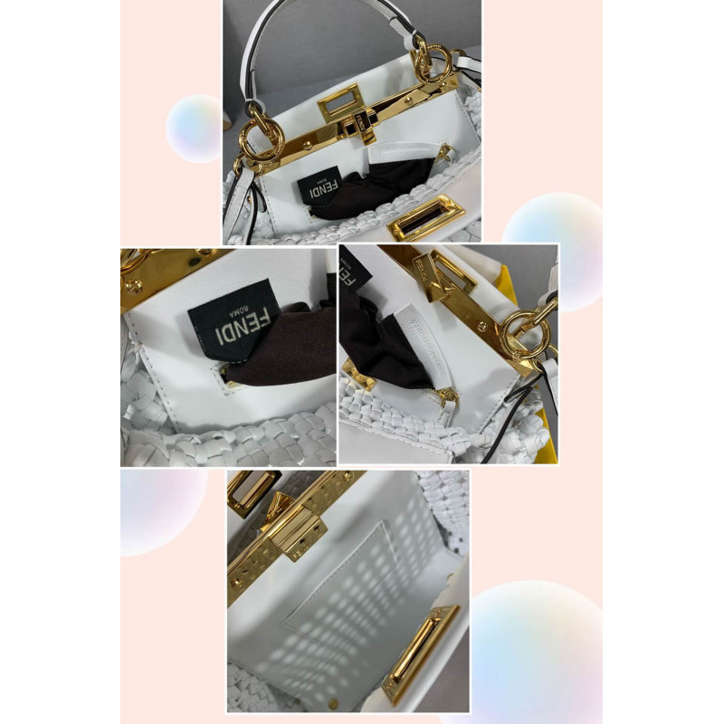 Fendi Peekaboo icónico Mini de cuero Interlace Bolsa 8bn244-10