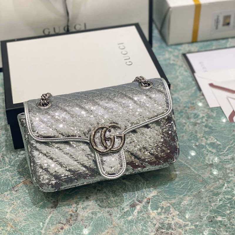 Gucci GG Marmont Small Sequin Shoulder Bolsa 443497-4