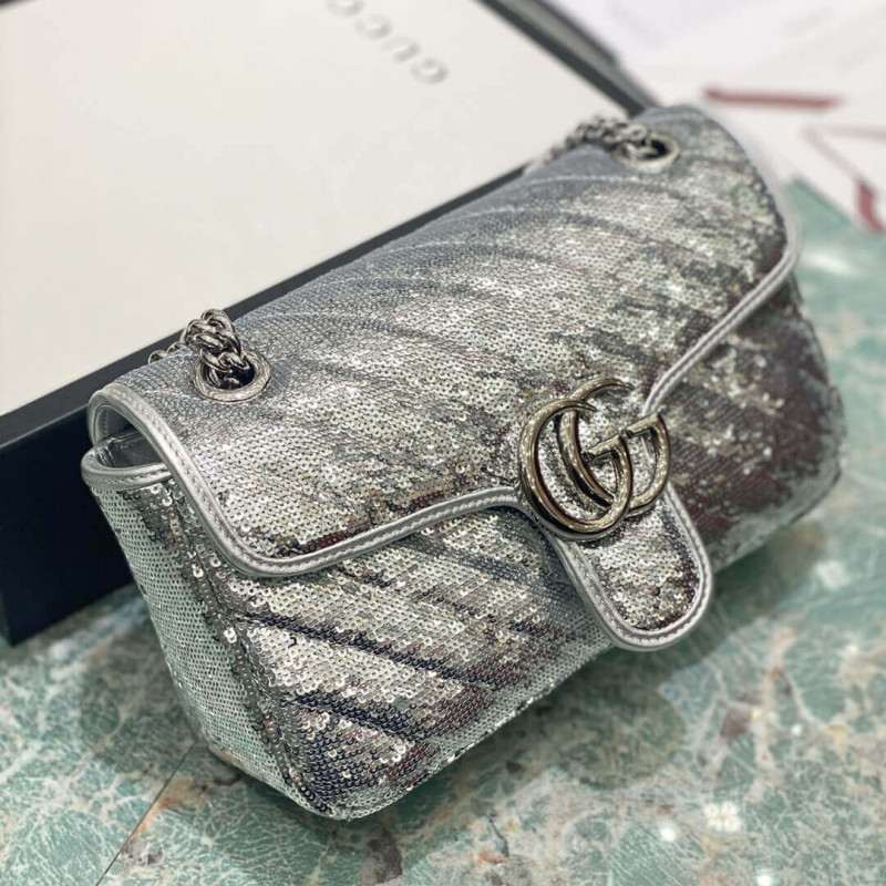 Gucci GG Marmont Small Sequin Shoulder Bolsa 443497-5