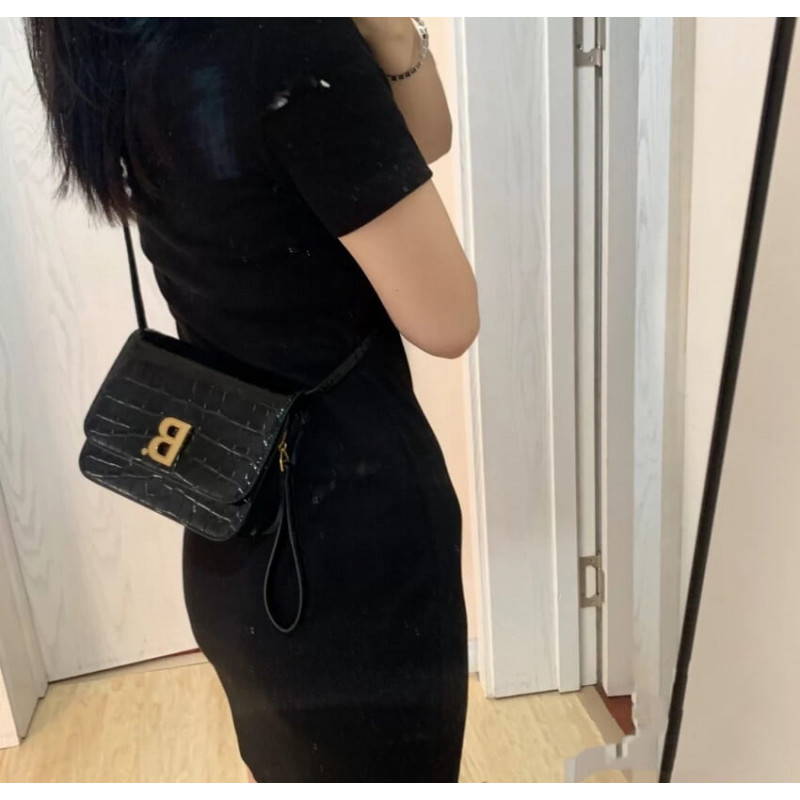 Balenciaga B bolso de cuero de efecto Croc-Croc-Croc-2