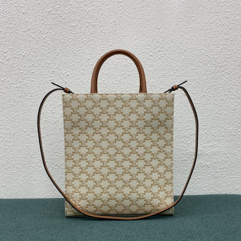 Celine Cabas vertical Celine en lienzo triunfo 191542 White-1