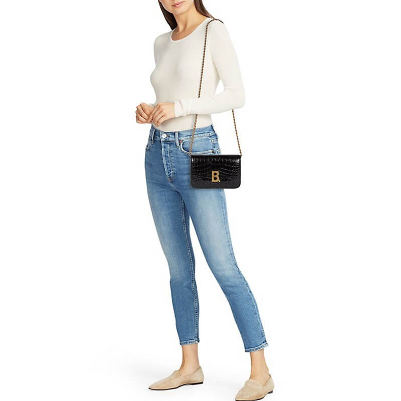 billetera balenciaga b croc-bosqueada en la cadena-1