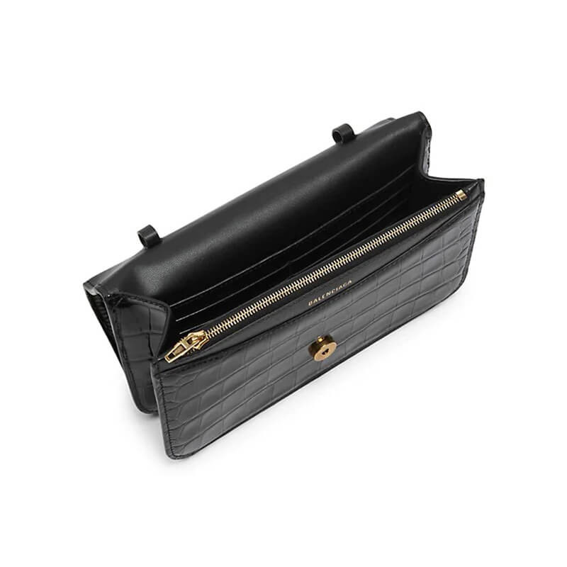 billetera balenciaga b croc-bosqueada en la cadena-3