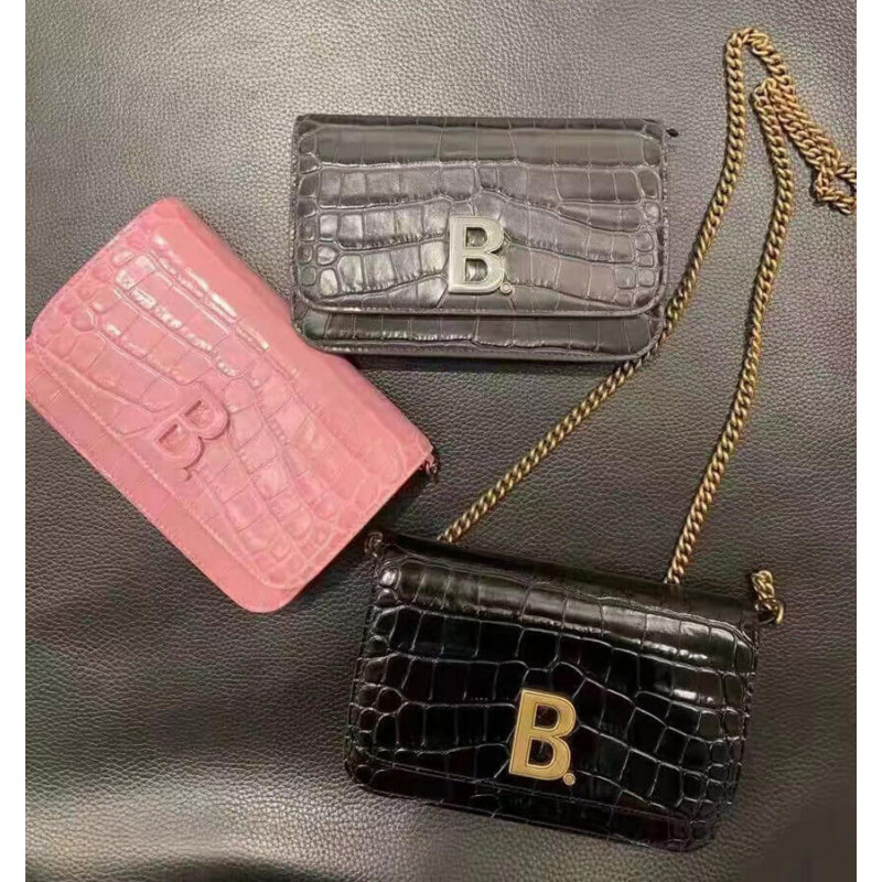 billetera balenciaga b croc-bosqueada en la cadena-5