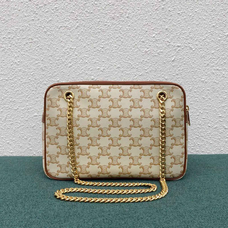 Celine Medium Patapans en Canvas Triomphe 195452 White-3