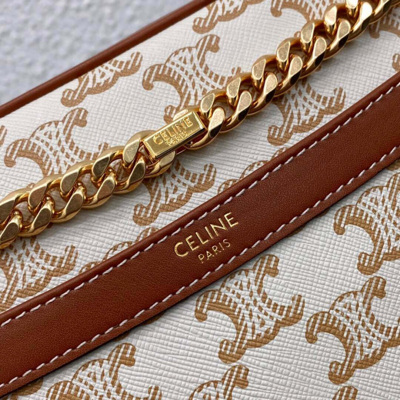 Celine Medium Patapans en Canvas Triomphe 195452 White-4