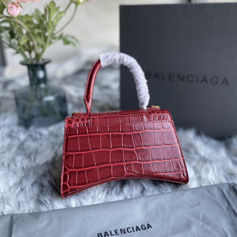 Balenciaga Hourglass XS Croc-Effect Leather Tote-1