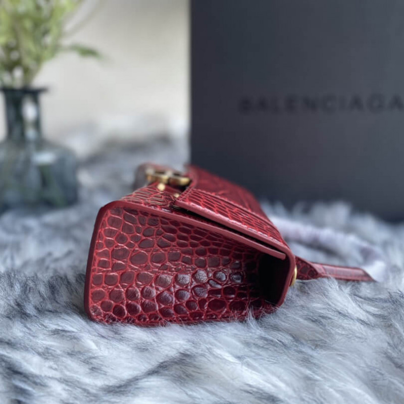 Balenciaga Hourglass XS Croc-Effect Leather Tote-3