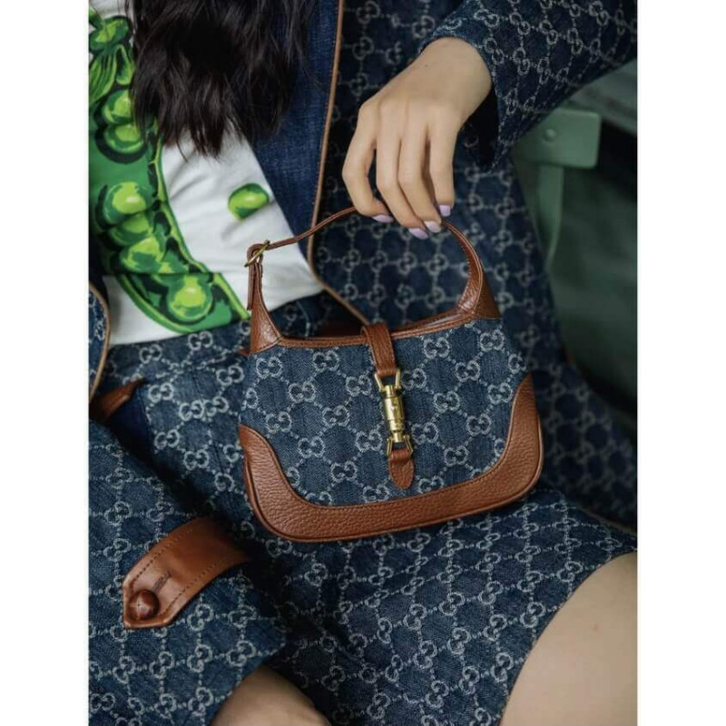 Gucci Denim Jackie 1961 Mini Shoulder Bolsa 637092-1