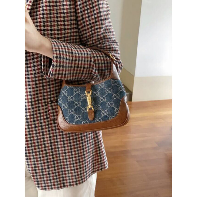 Gucci Denim Jackie 1961 Mini Shoulder Bolsa 637092-2