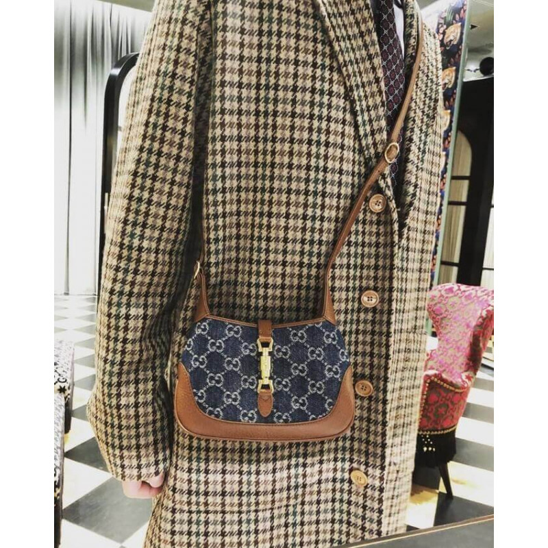 Gucci Denim Jackie 1961 Mini Shoulder Bolsa 637092-4