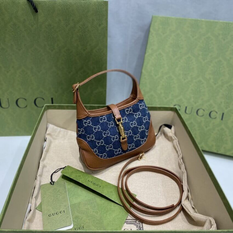 Gucci Denim Jackie 1961 Mini Shoulder Bolsa 637092-6