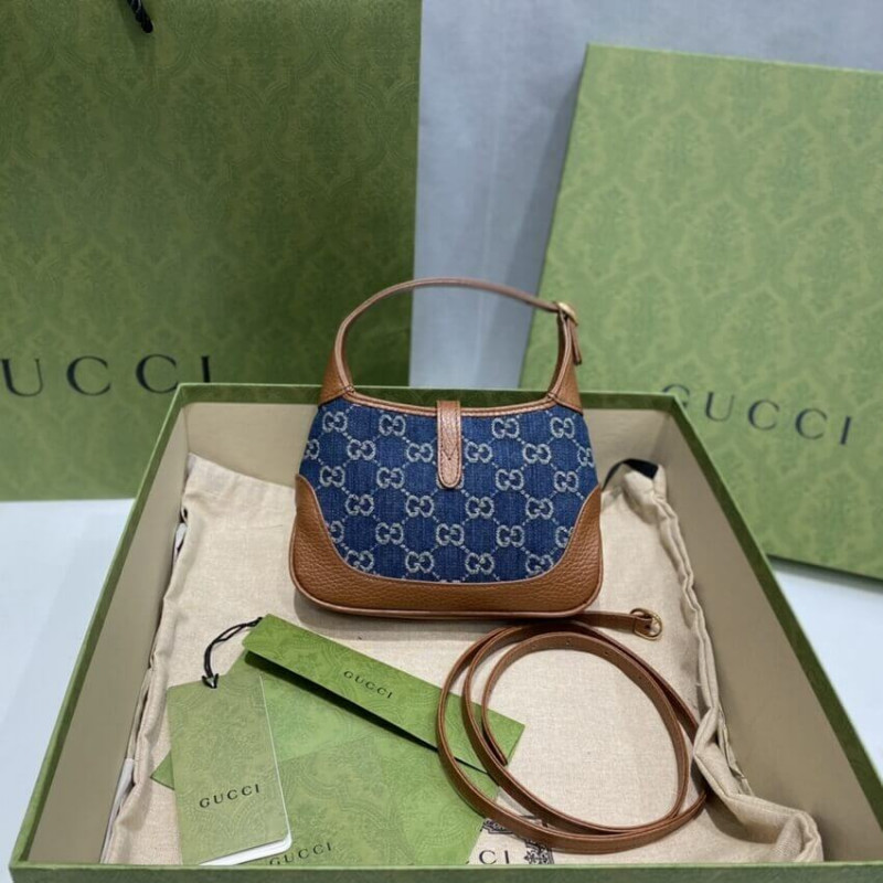 Gucci Denim Jackie 1961 Mini Shoulder Bolsa 637092-7