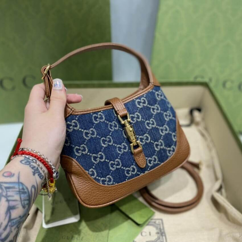 Gucci Denim Jackie 1961 Mini Shoulder Bolsa 637092-8