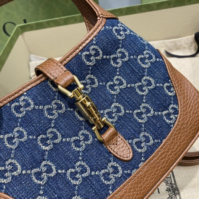 Gucci Denim Jackie 1961 Mini Shoulder Bolsa 637092-9