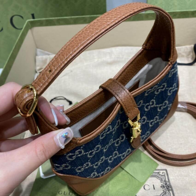 Gucci Denim Jackie 1961 Mini Shoulder Bolsa 637092-12