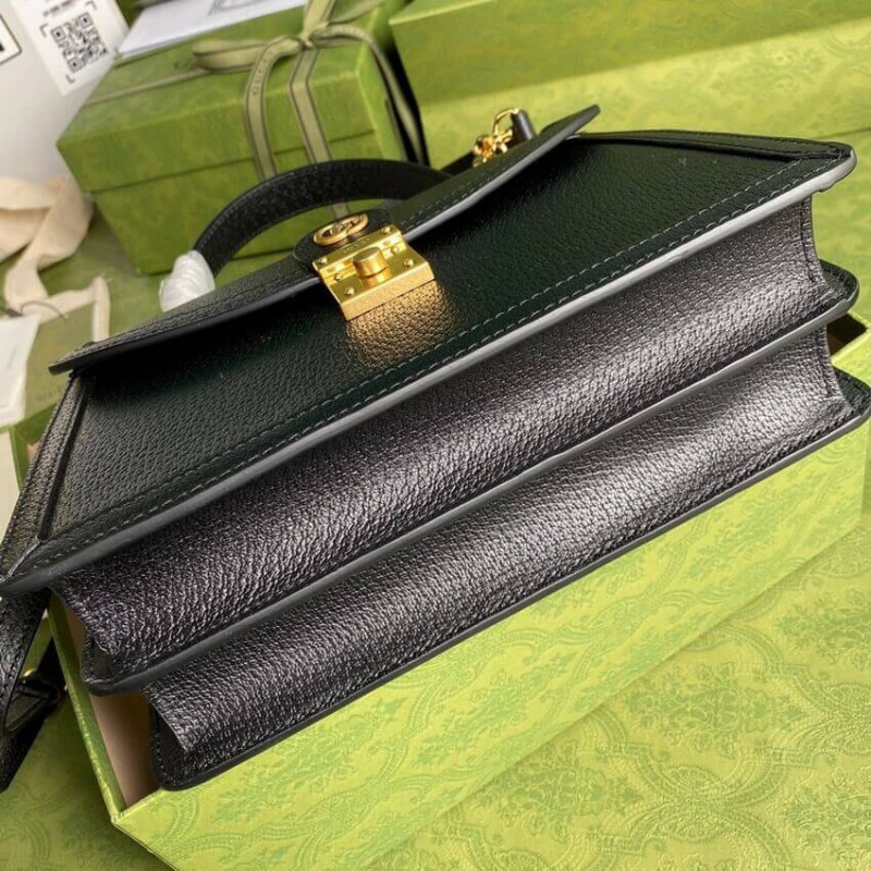 Bolsa de mango superior de cuero de óptica de Gucci con web 651055-4
