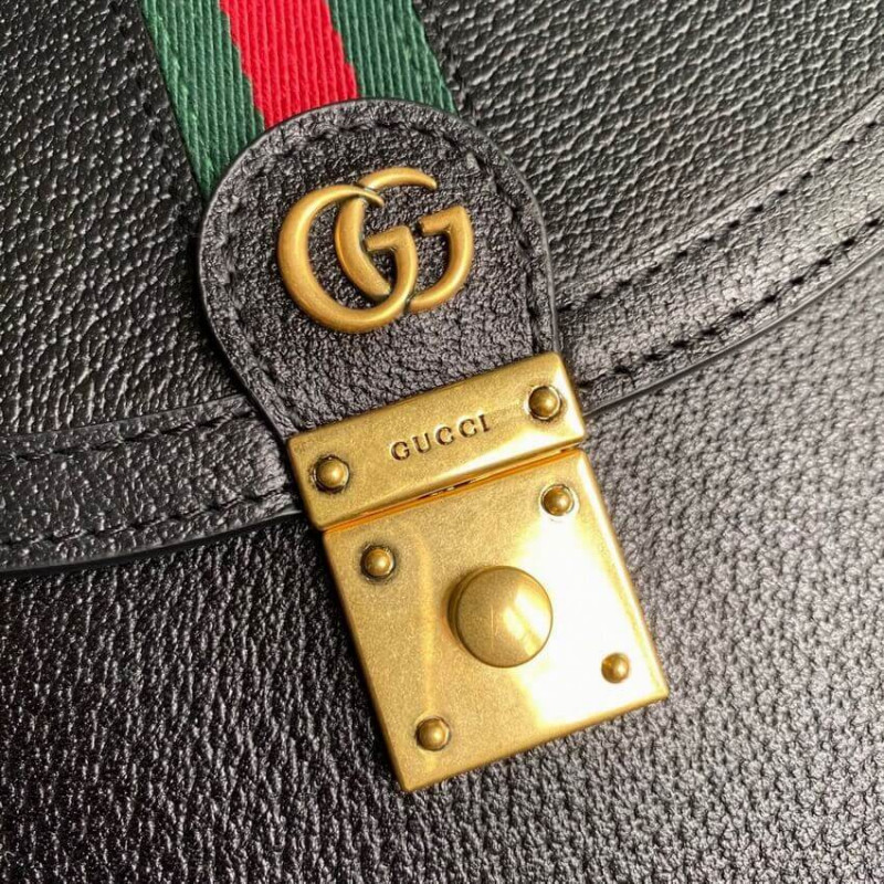 Bolsa de mango superior de cuero de óptica de Gucci con web 651055-6