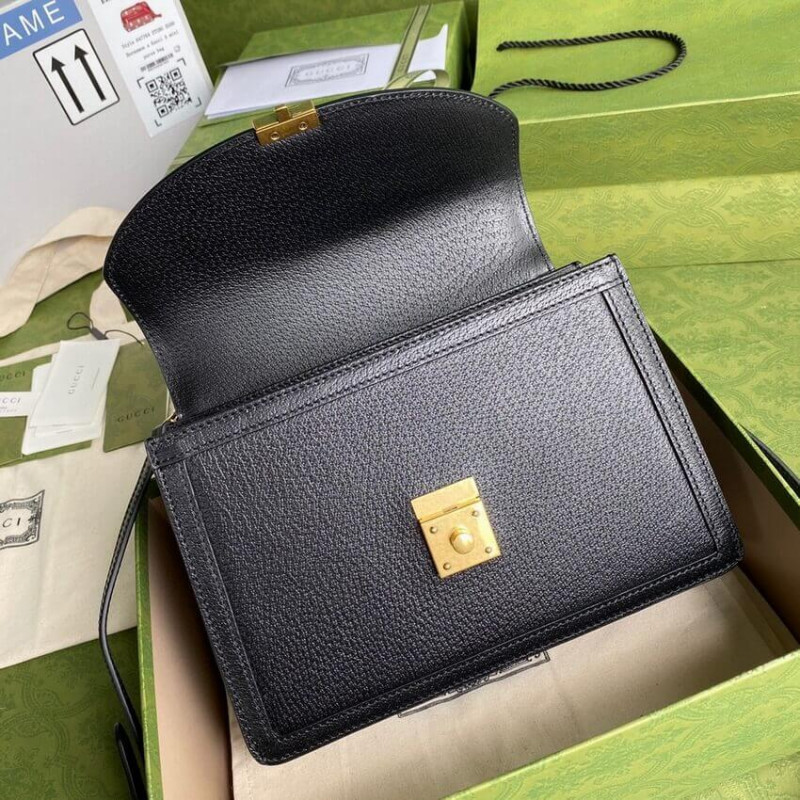 Bolsa de mango superior de cuero de óptica de Gucci con web 651055-9