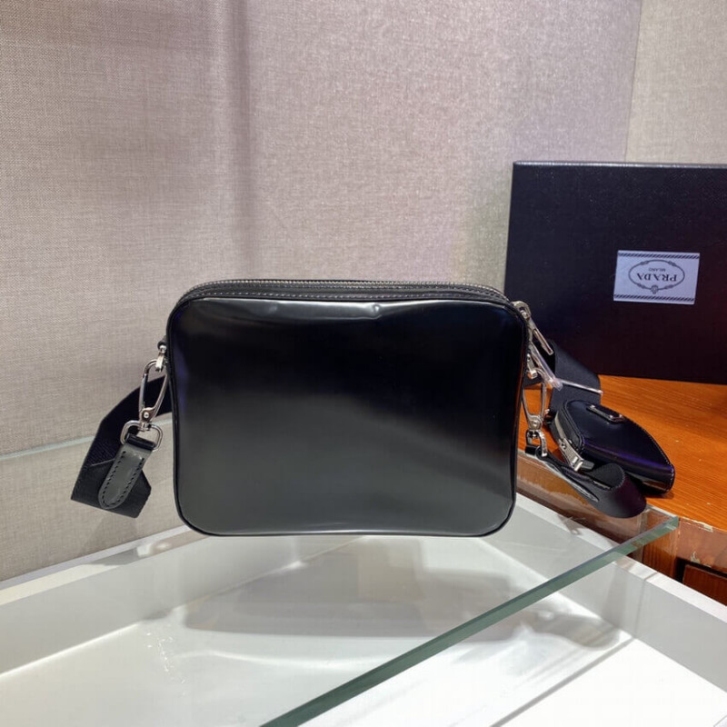 bolso de hombro de cuero cepillado prada 1BH180-5