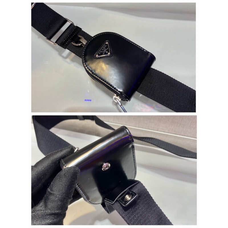 bolso de hombro de cuero cepillado prada 1BH180-7