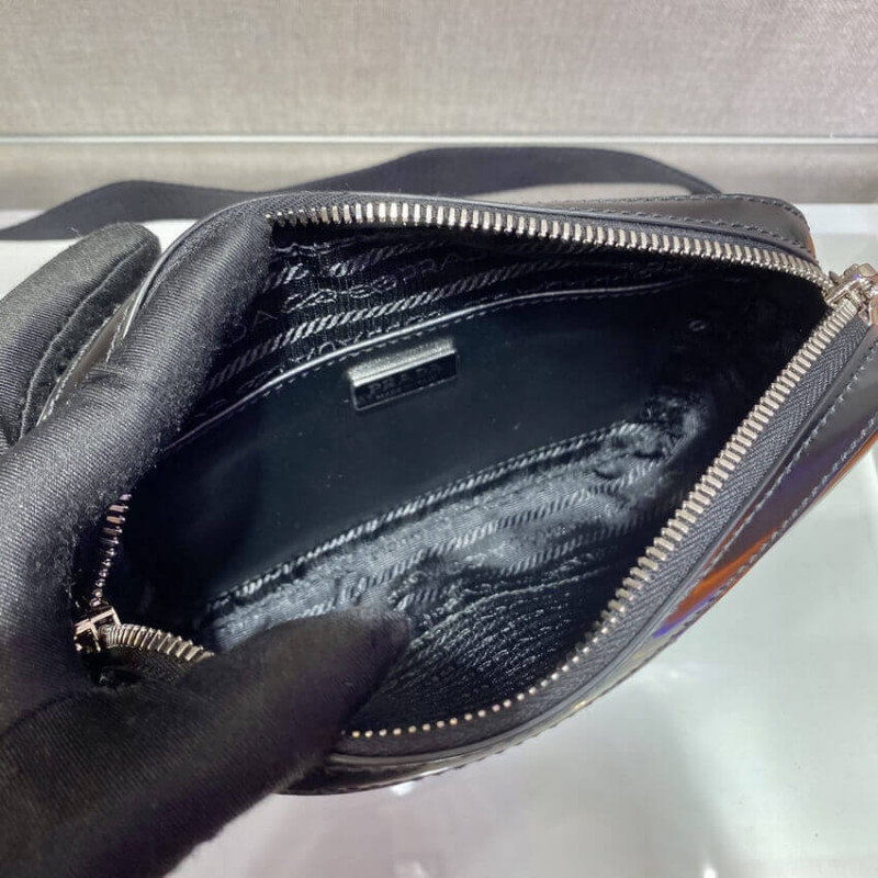 bolso de hombro de cuero cepillado prada 1BH180-9