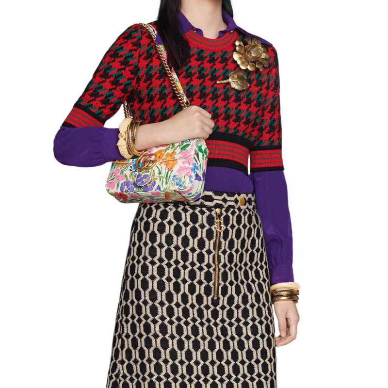 Gucci Ken Scott Print GG Marmont Mini Shoulder Bolsa 446744-1