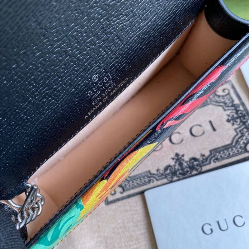 Gucci Dionysus Ken Scott Print Super Mini Bolsa 476432 Negro-10