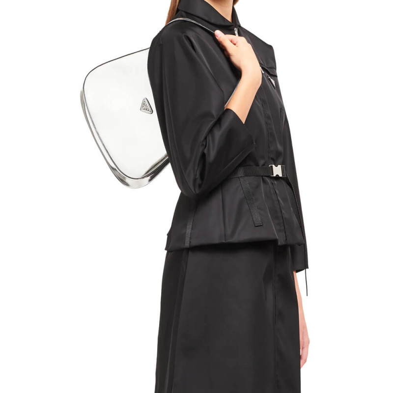 bolso de hombro de cuero cepillado de Prada Cleo 1BC499-1