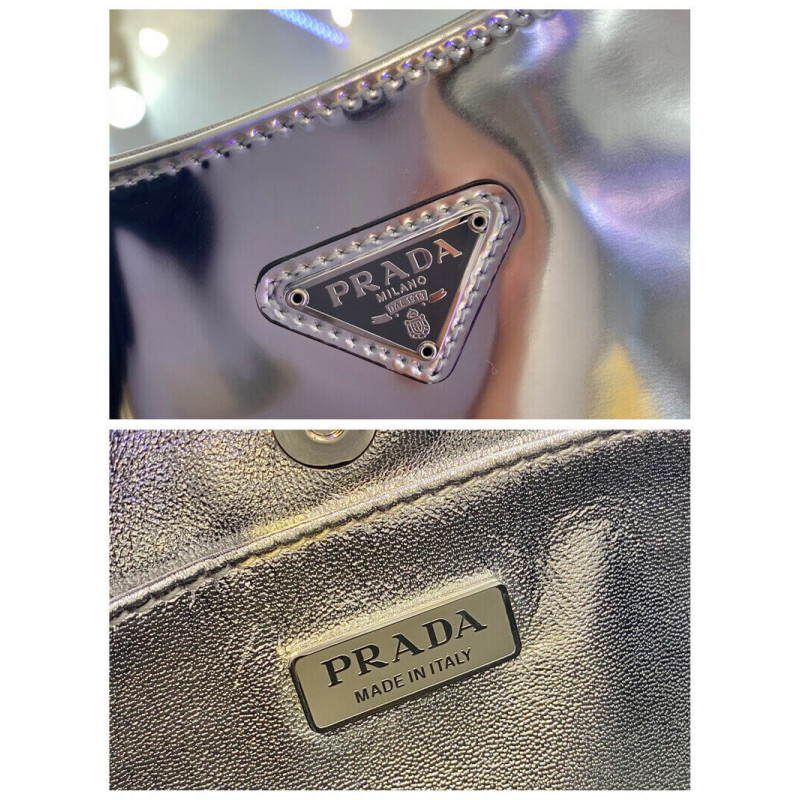 bolso de hombro de cuero cepillado de Prada Cleo 1BC499-12