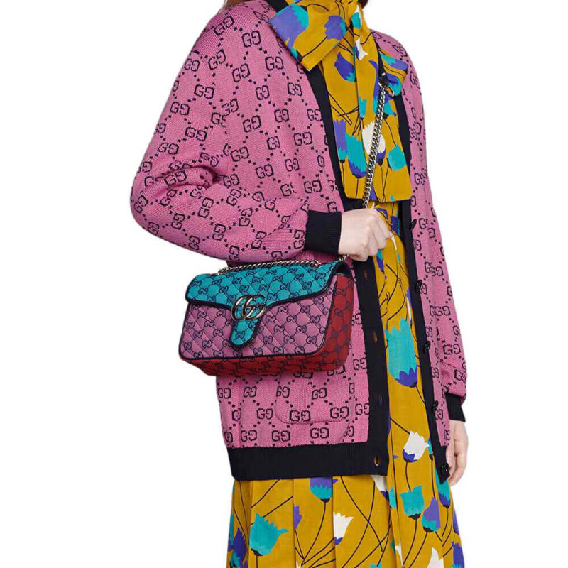 Gucci GG Marmont Multicolor Small Shoulder Bolsa 443497-2