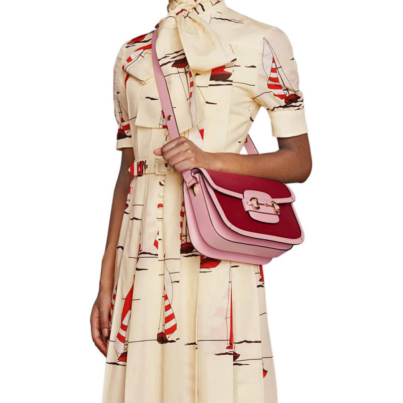Gucci Horsebit 1955 Bolsa de hombro pequeño 602204 REATRO ROJO Y PINK-2