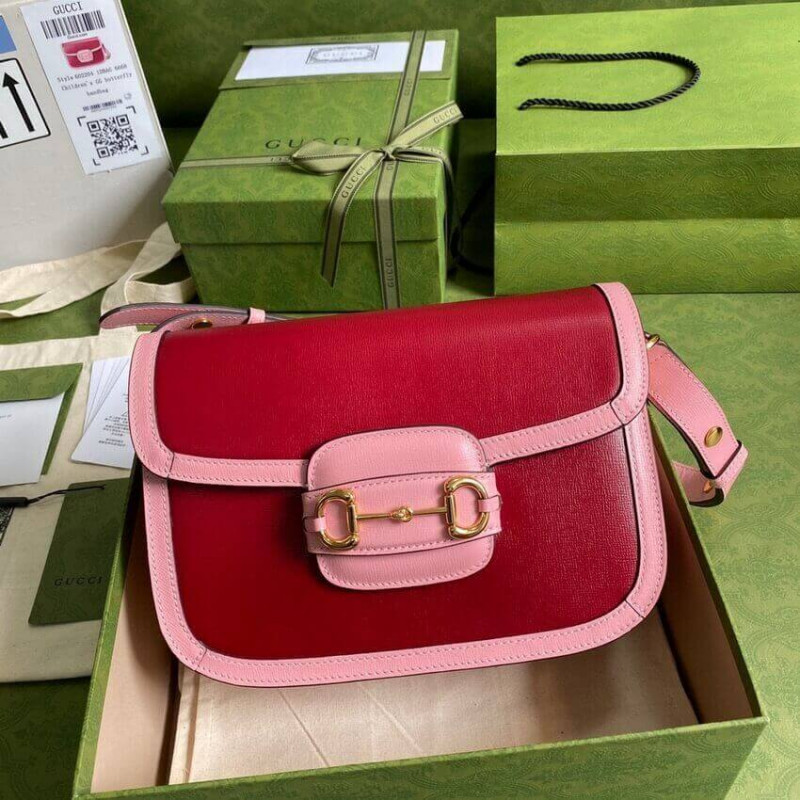 Gucci Horsebit 1955 Bolsa de hombro pequeño 602204 REATRO ROJO Y PINK-3