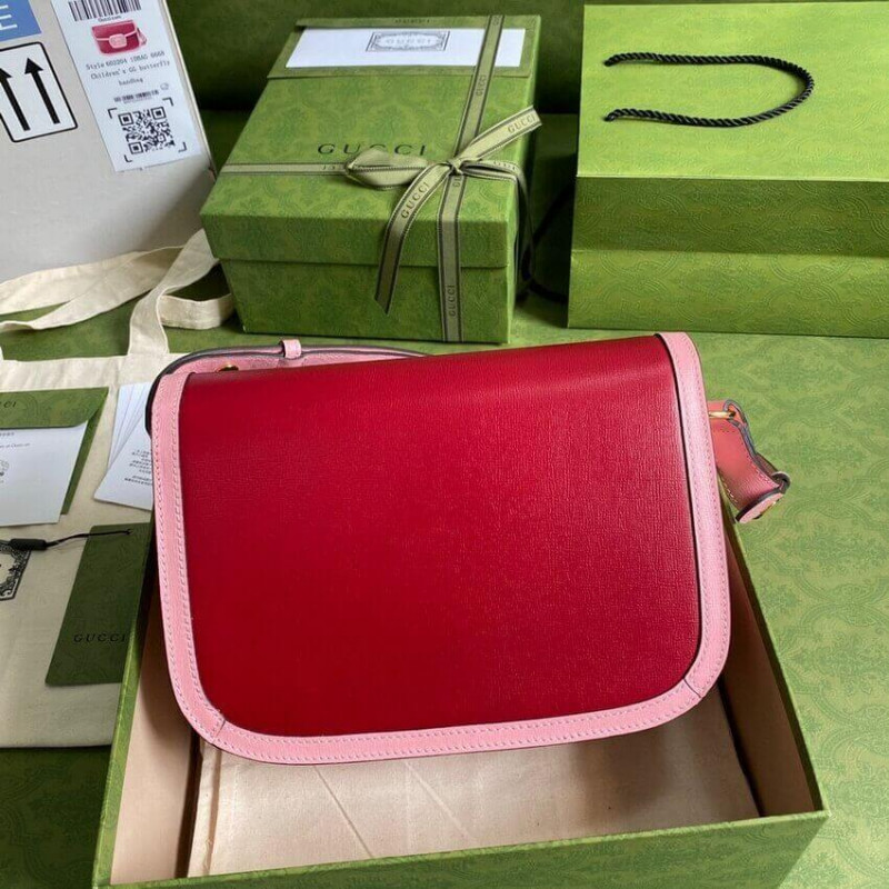 Gucci Horsebit 1955 Bolsa de hombro pequeño 602204 REATRO ROJO Y PINK-4