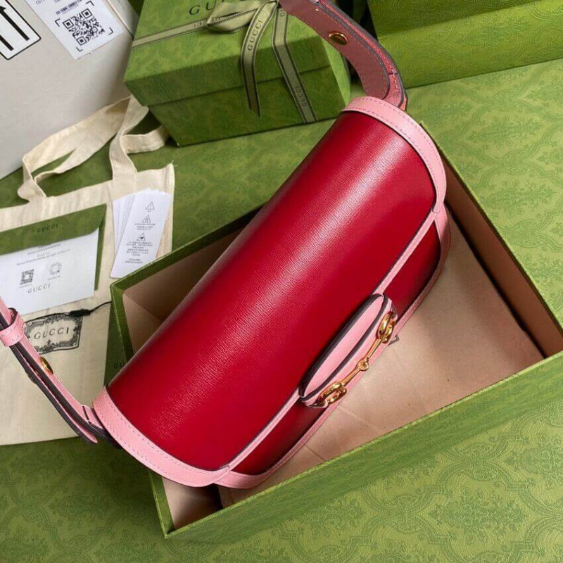 Gucci Horsebit 1955 Bolsa de hombro pequeño 602204 REATRO ROJO Y PINK-6