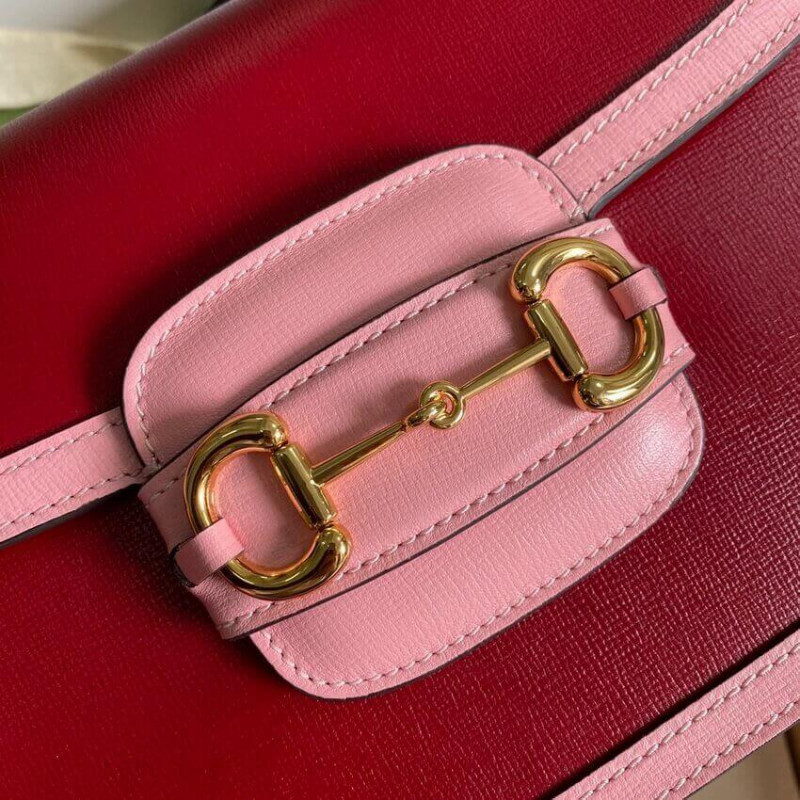 Gucci Horsebit 1955 Bolsa de hombro pequeño 602204 REATRO ROJO Y PINK-7