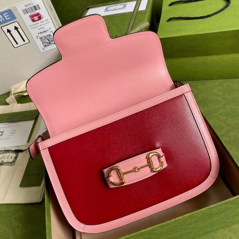 Gucci Horsebit 1955 Bolsa de hombro pequeño 602204 REATRO ROJO Y PINK-8