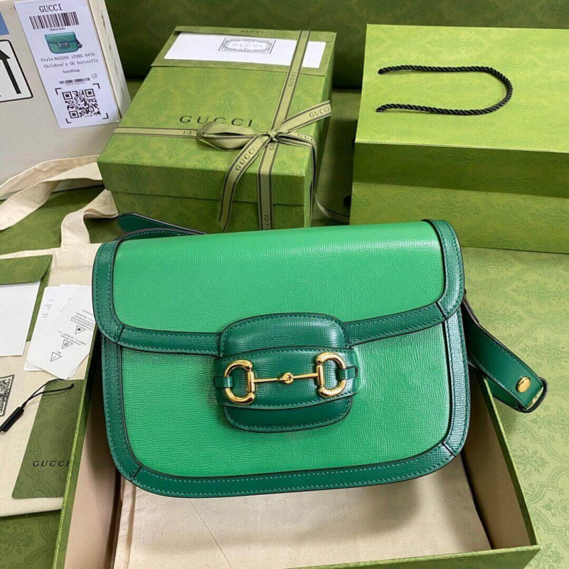 Gucci Horsebit 1955 Bolso de hombro pequeño 602204 Cuero verde-3