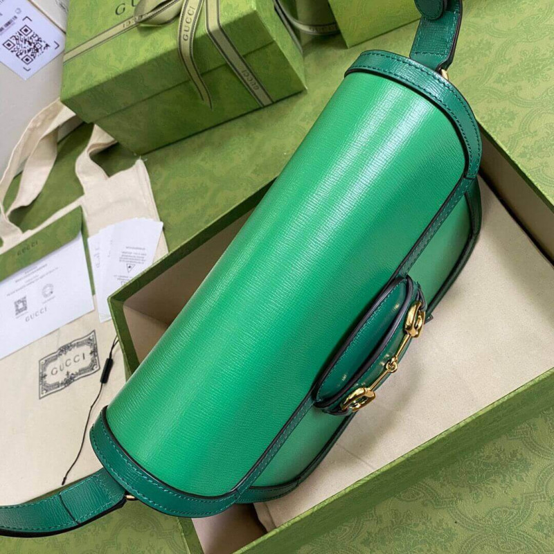 Gucci Horsebit 1955 Bolso de hombro pequeño 602204 Cuero verde-6